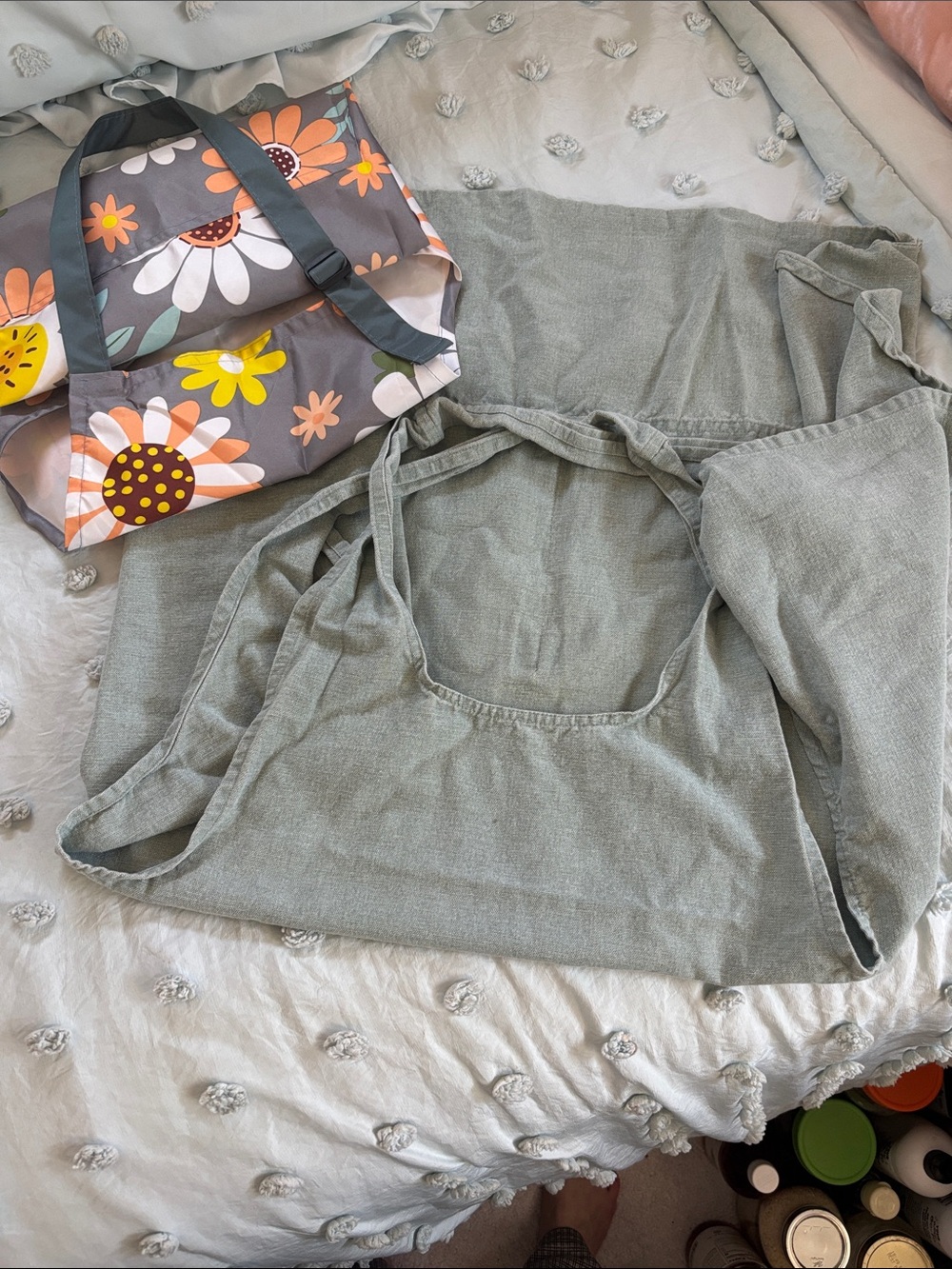Everyday Sage Green Linen Apron with Adjustable Ties